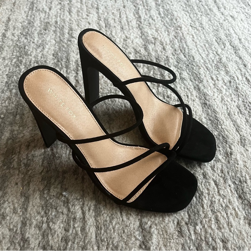 Black suede mules from white fox boutique